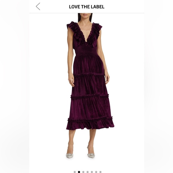 love the label Dresses & Skirts - Azalea Velvet Ruffled Tiered Midi Dress by Love the Label